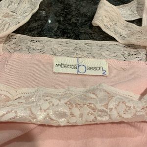 Rebecca Beeson Tops - Rebecca Beeson pink knit tank with lace trim Rebecca Beeson Tops - Rebecca Beeson pink knit tank with lace trim